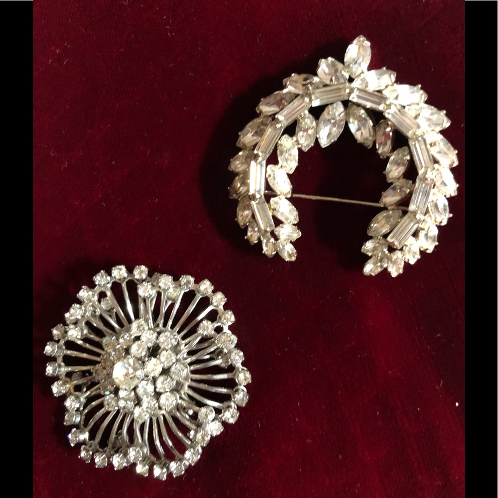 2 Rhinestone Brooches